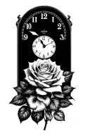 roses time clock 29.11.02 27.01.03 15.12.25 tattoo design idea