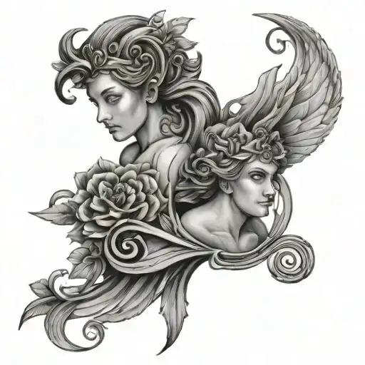 Gemini virgo zodiac sign tattoo design idea