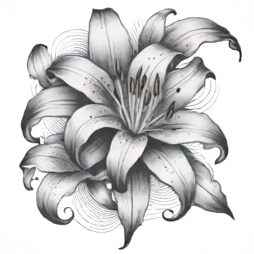 lily flower and location co ordinates tattoo design idea
