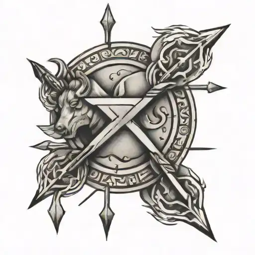 Taurus and Sagittarius arrow tattoo design idea