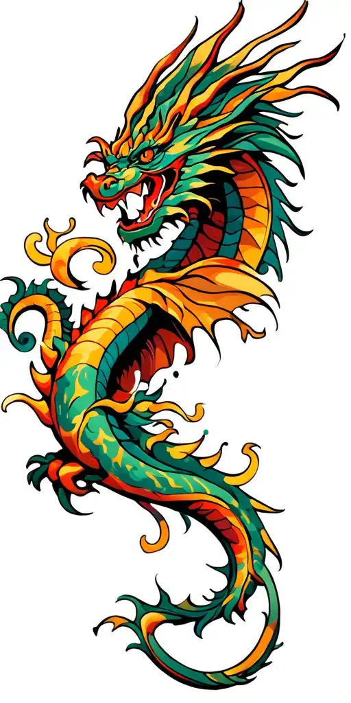 abstract dragon flying tattoo design idea