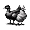 duck and chicken next to each other tattoo design idea