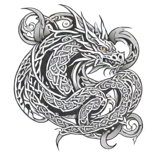 celtic dragon wrapped tattoo design idea