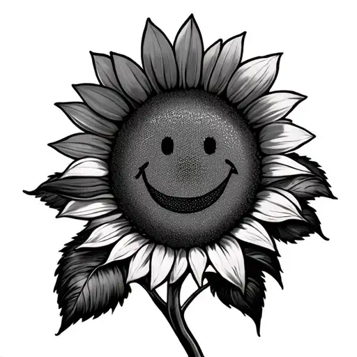 sunflower, smiley face, surf skating, sunsets, the sea tattoo design idea