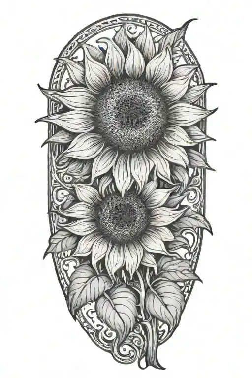 tooled leather sunflower tattoo design idea