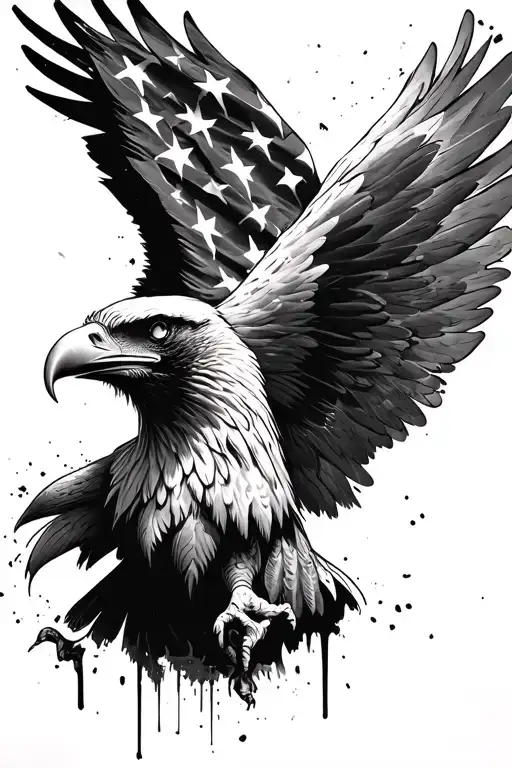 distressed American flag eagle head tattoo design idea