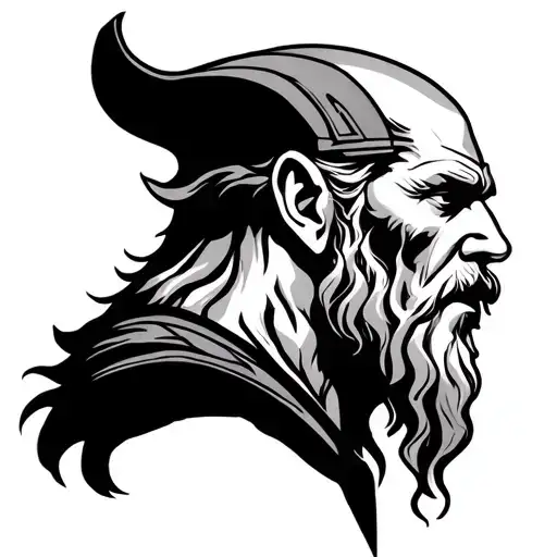 kratos, odin face, zeus face, olympia, asgard tattoo design idea