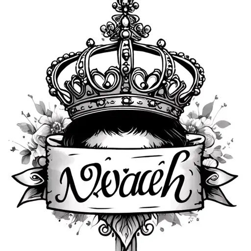 "nevaeh" princess crown tattoo design idea