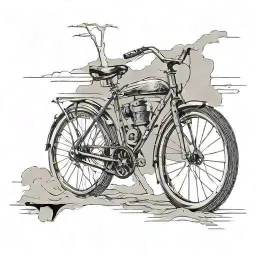 and quietly you can hear a bicycle rusting on the horizon tattoo design idea