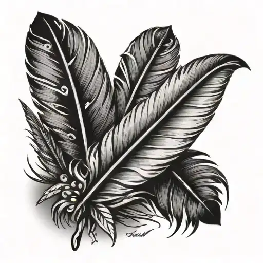 Native American feather for dad and daughter  tattoo design idea