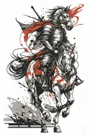 Polish knight on horse in graphic style tattoo design idea