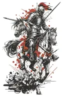 Polish knight on horse in graphic style tattoo design idea