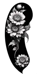 decayed  flowers tattoo design idea