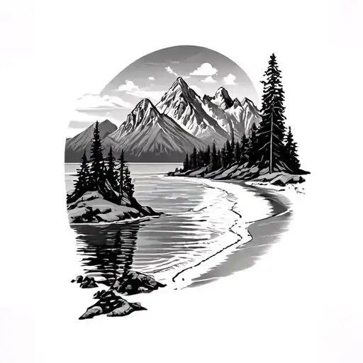 Switzerland and Florida mountains and beaches  tattoo design idea