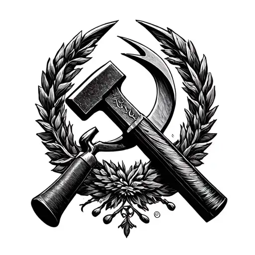 hammer and sickle illuminated tattoo design idea
