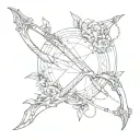 bow and arrow with letter A tattoo design idea