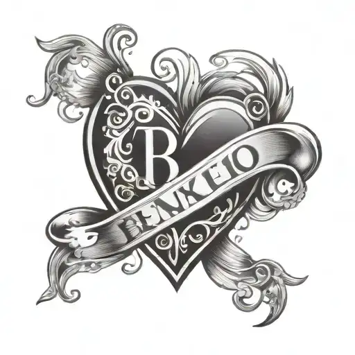 heart shaped with letters B M K O tattoo design idea