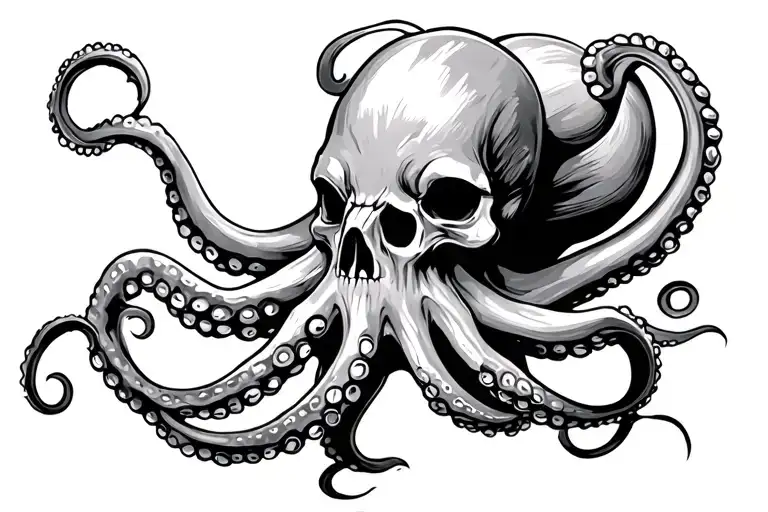 pirate octopus holding tattoo design idea