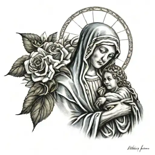 mama mary birthday date 09 08 1994 tattoo design idea
