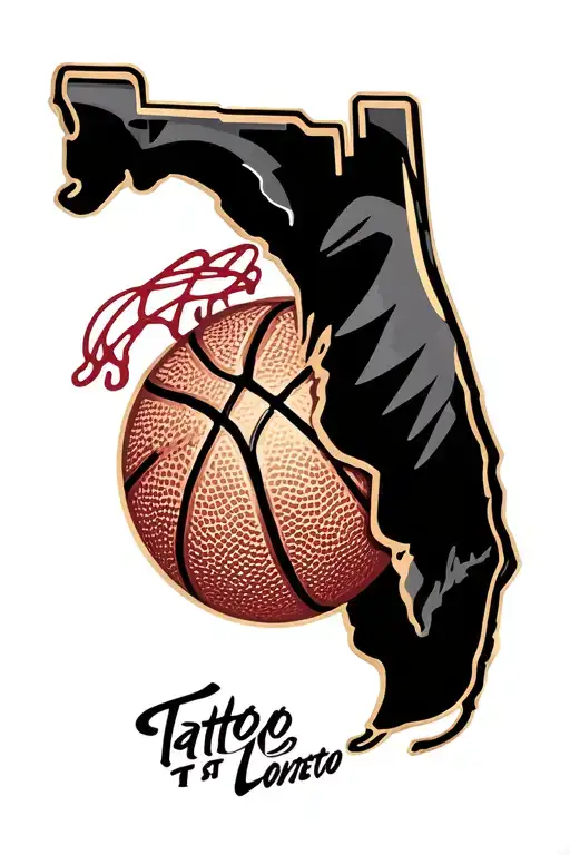 basketball and Florida state outline tattoo design idea