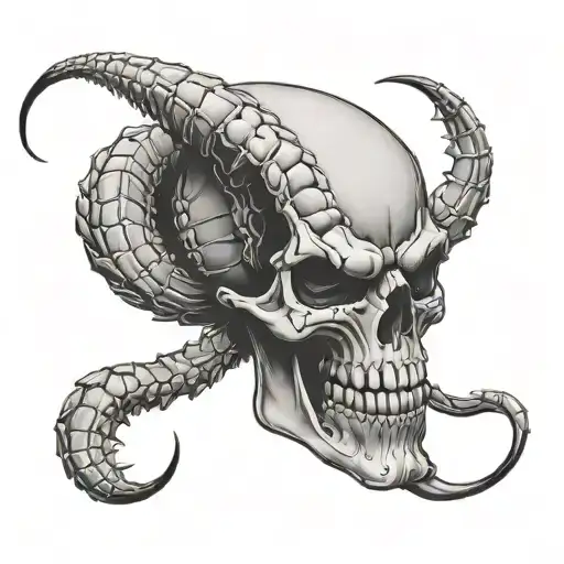 scorpion skull joker smile tattoo design idea