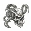 scorpion skull joker smile tattoo design idea