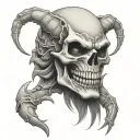scorpion skull joker smile tattoo design idea