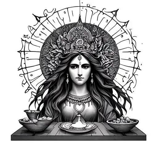 minimalist altar for worshipping a goddess. a place for offerings and to espouse devotions. thematically tied to hearts tattoo design idea