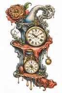 Dali melting clock meets Alice in Wonderland tattoo design idea