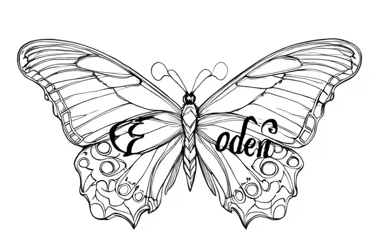 Name "Eden" with a butterfly tattoo design idea