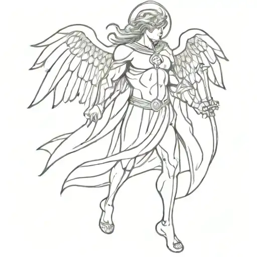 st Michael the archangel striking demon tattoo design idea