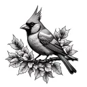 American traditional cardinal bird tattoo design idea