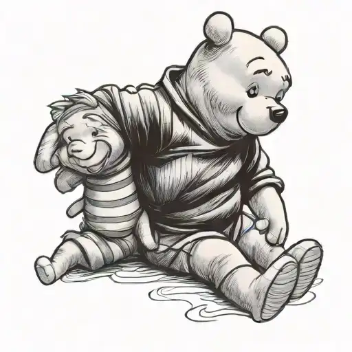 winnie the pooh holding tattoo design idea