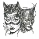 catwoman only face with mask tattoo design idea