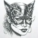 catwoman only face with mask tattoo design idea