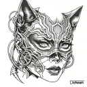 catwoman only face with mask tattoo design idea