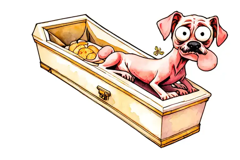 Courage the cowardly dog in a coffin  tattoo design idea