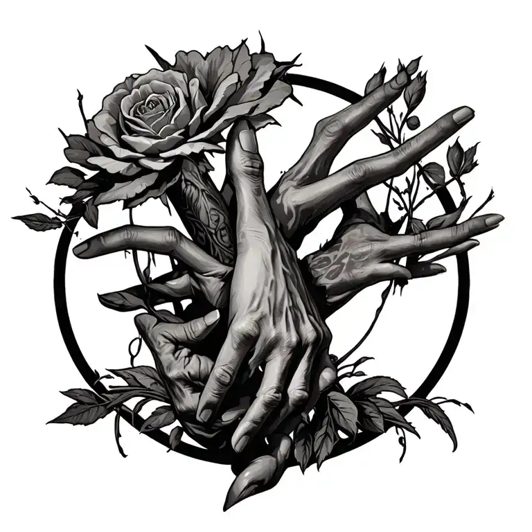 hands surrounded tattoo design idea