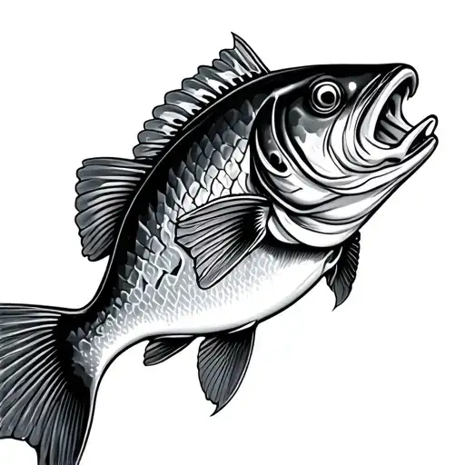 bass fish biting lure tattoo design idea