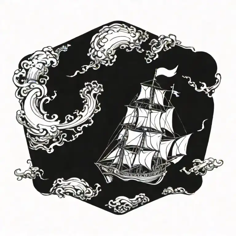 boat 18th century tattoo design idea