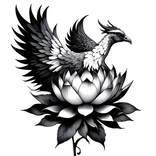 phoenix fleur de lotus flower growing tattoo design idea