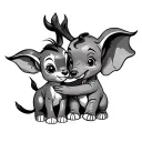 bambi and dumbo hugging each other tattoo design idea