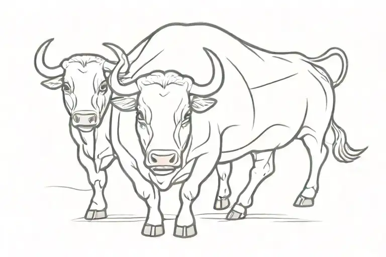 bull. three kids. 1 kid with Down syndrome. tattoo design idea