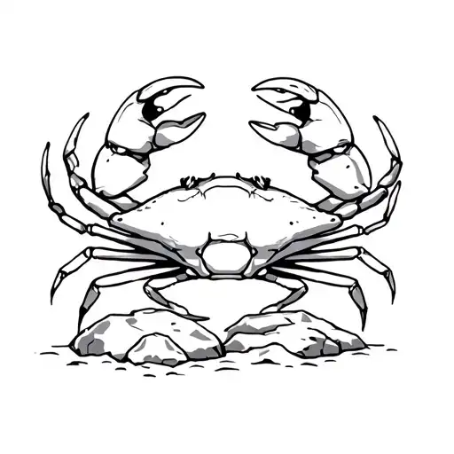 crab and rocks surrounded tattoo design idea