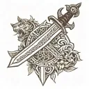 simple witcher 3 sword no background tattoo design idea