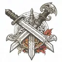 simple witcher 3 sword no background tattoo design idea