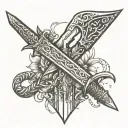 simple witcher 3 sword no background tattoo design idea