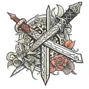 simple witcher 3 sword no background tattoo design idea