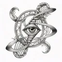 DNA double helix DMT molecule transforming Third Eye on top tattoo design idea