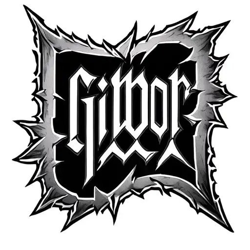 gibbor warrior tattoo lettering (from collar bone to collarbone around lower neck ) Broken roman font tattoo design idea